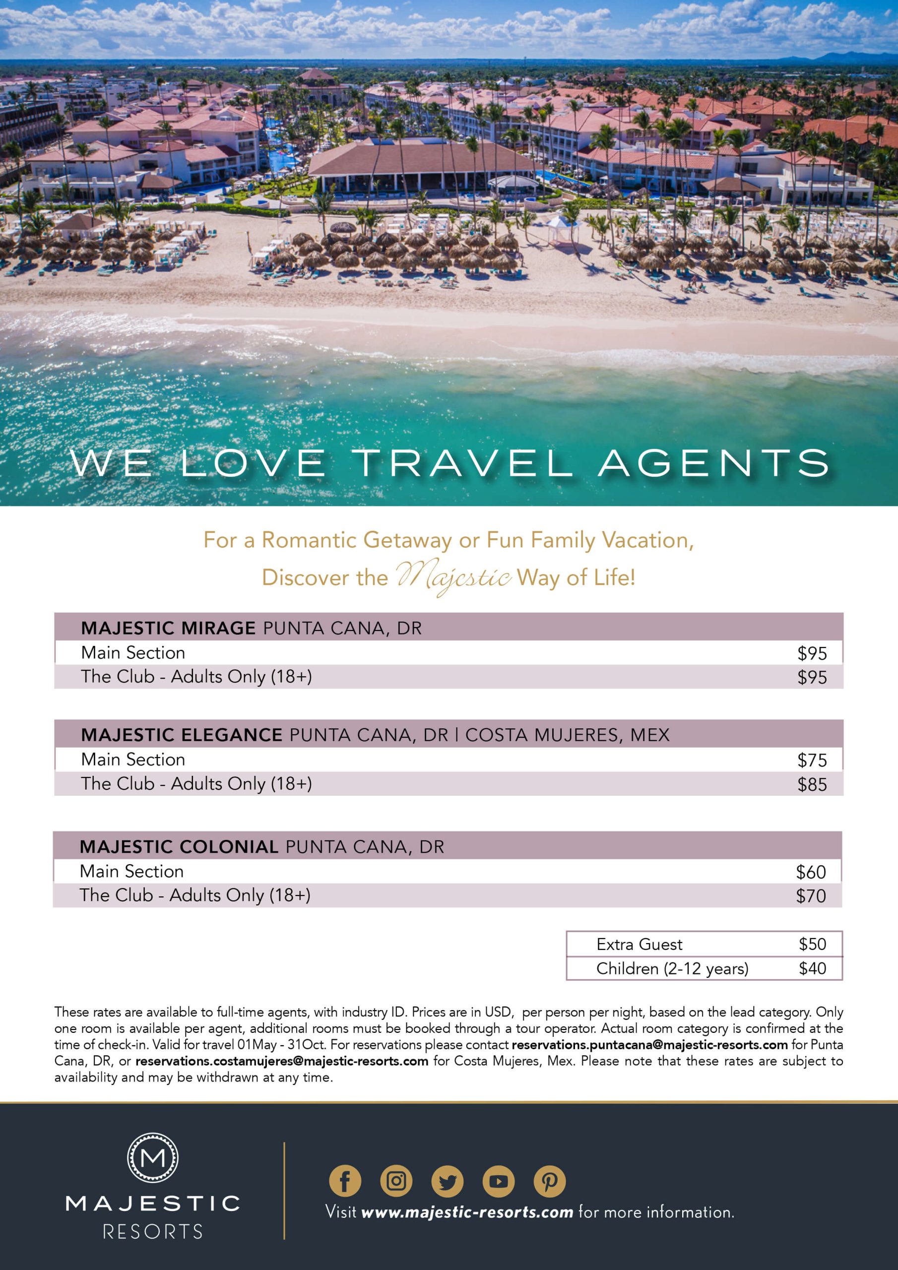 majestic resorts travel agent rates