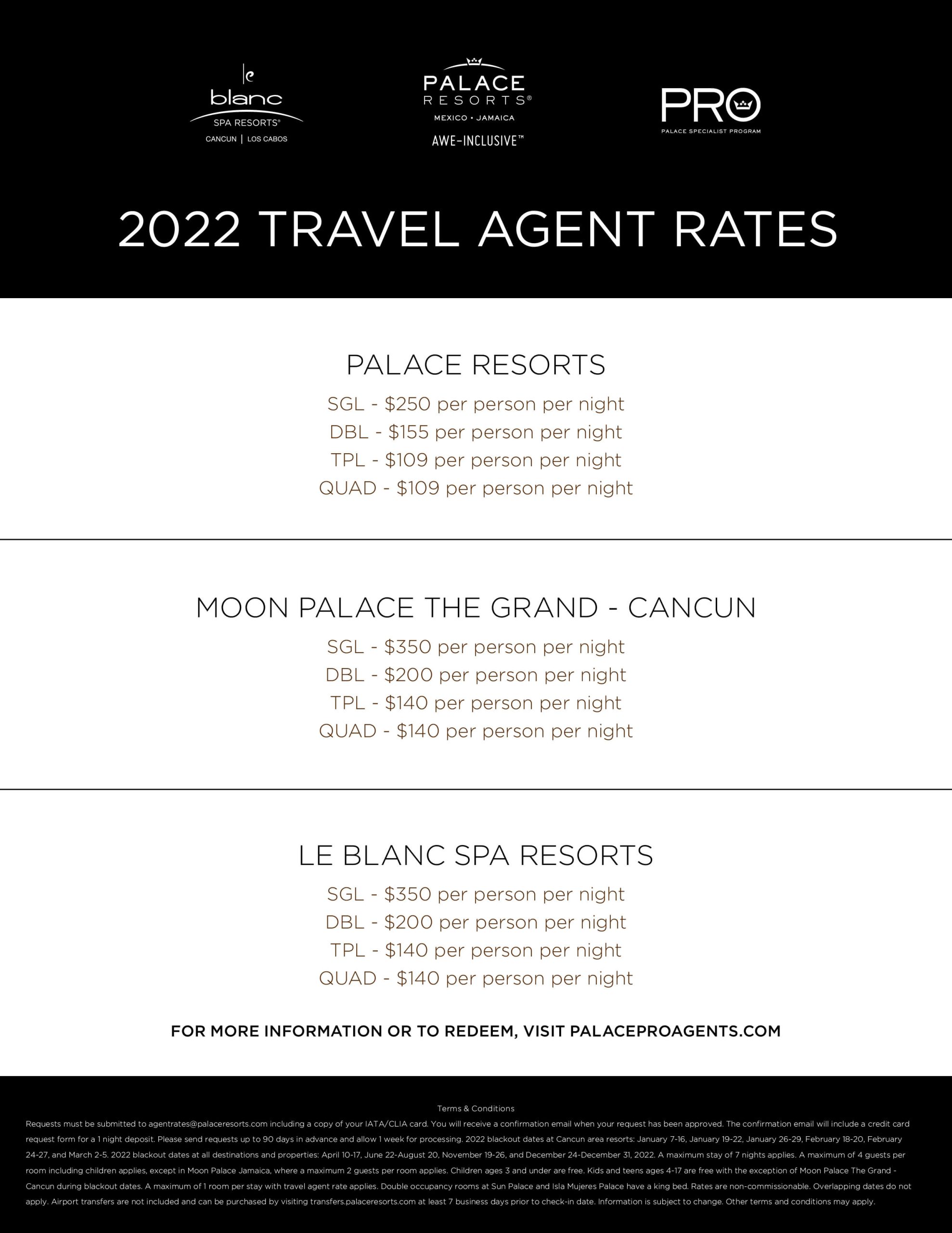 palace hotels travel agent rates